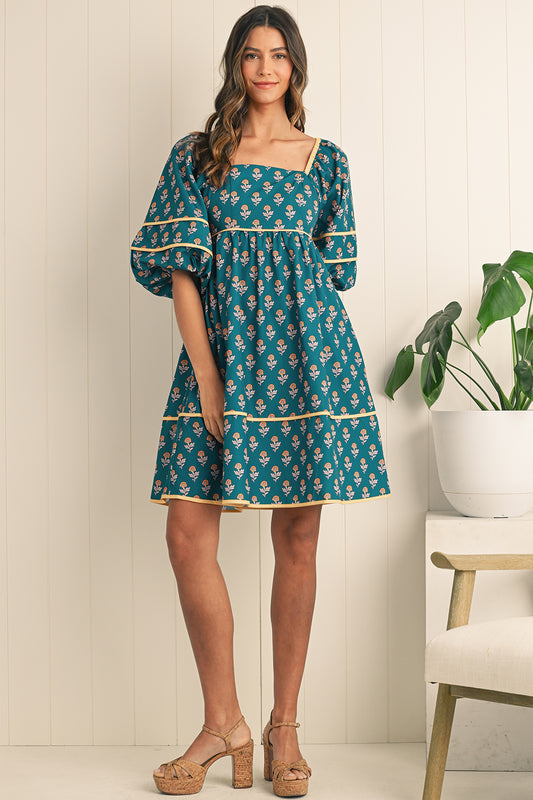 Embrace bohemian charm with the skobeloff floral pleated dress, featuring a free-spirited floral print. Puff sleeves add whimsy, while the pleated skirt offers a flattering, playful silhouette. The half sleeve design ensures comfort, making it ideal for day-to-night transitions. Perfect for casual outings or special events, this versatile dress suits any wardrobe.