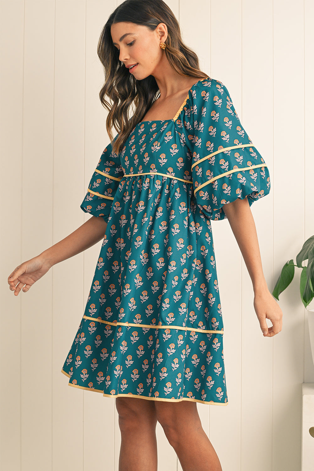 Embrace bohemian charm with the skobeloff floral pleated dress, featuring a free-spirited floral print. Puff sleeves add whimsy, while the pleated skirt offers a flattering, playful silhouette. The half sleeve design ensures comfort, making it ideal for day-to-night transitions. Perfect for casual outings or special events, this versatile dress suits any wardrobe.